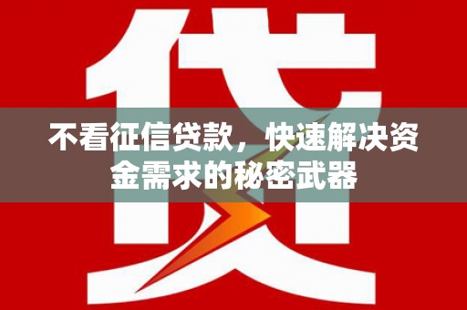 后龙不看征信贷款，快速解决资金需求的秘密武器