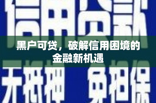 后龙黑户可贷，破解信用困境的金融新机遇