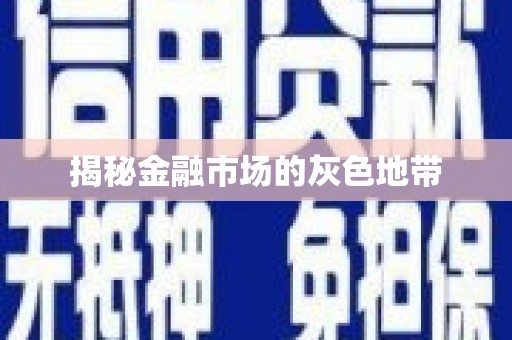 后龙揭秘金融市场的灰色地带